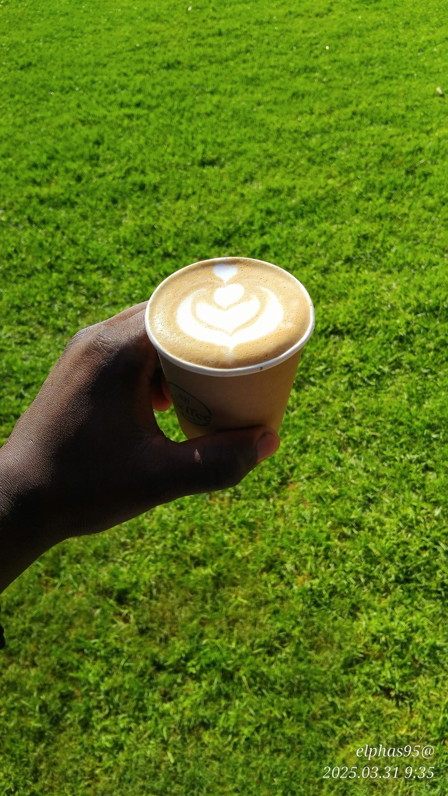 EL-J Coffee mobile setup at a Harare market — Start With Great Coffee signage